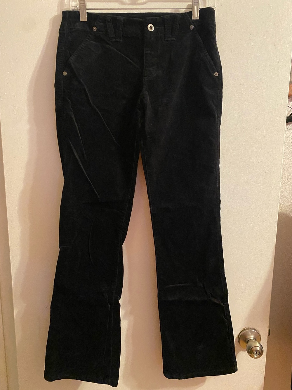 Armani Exchange Velvet Velour Pants Black with Gold Hardware Women’s 2